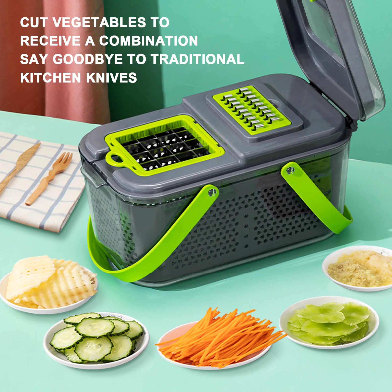 

Multifunctional Vegetable Chopper Slicer Dicer Slicer Vegetable Cutter Household Kitchen Grater Onion Garlic Carrot Potato Salad