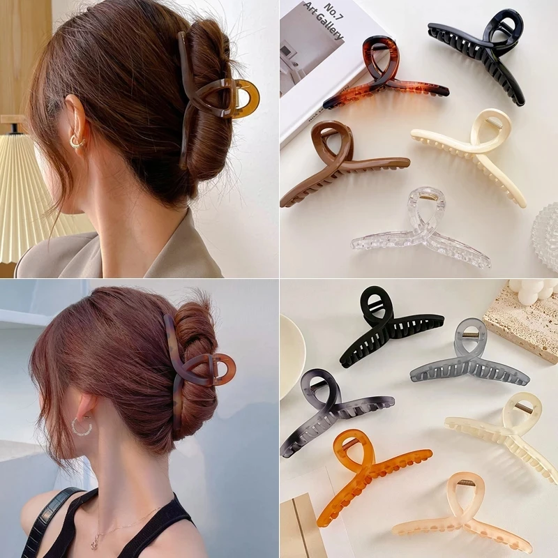 

Plastic Cross Hair Claw Clips Fashion Vintage Korean Ponytail Clip Hair Crab Barrettes Jewelry Hair Accessories For Women Girls