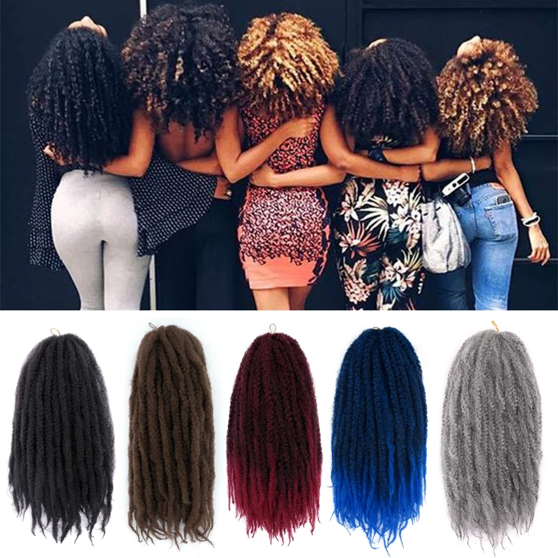 18 inch Afro Kinky Braiding Hair Synthetic Crochet Marly Braids Hair Extensions 30 Strands/pack Natural Black Soft Marley Braids
