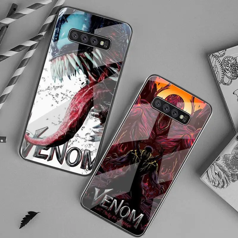 

Venom Face Marvel Phone Case Tempered Glass For Samsung S20 Ultra S7 S8 S9 S10 Note 8 9 10 Pro Plus Cover
