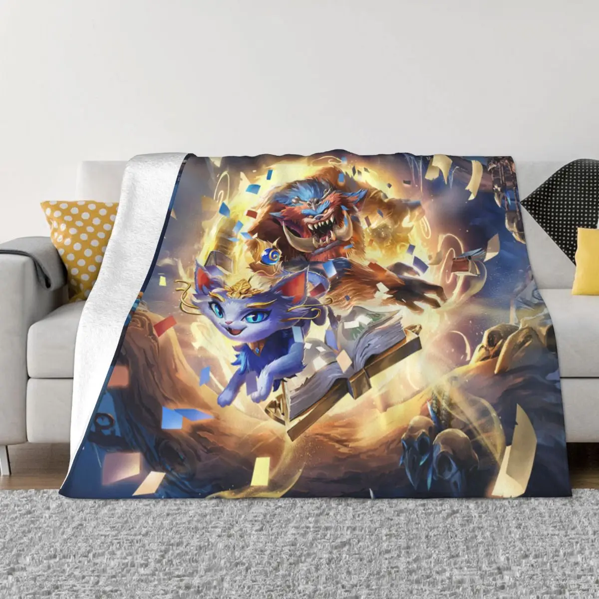 

LOL League of Legends Game Yuumi Gnar Runeterra Portable Warm Throw Blankets for Bedding Travel