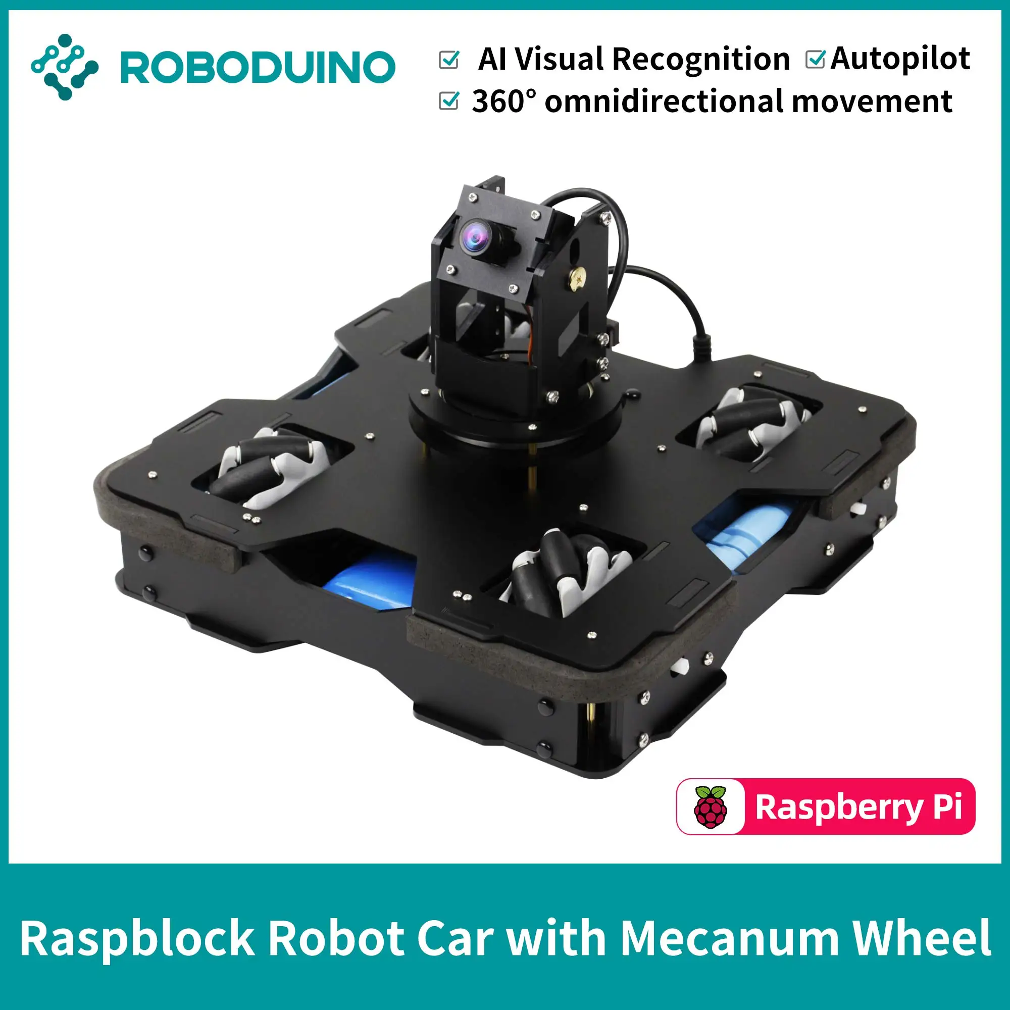 

Raspberry Pi Smart Robot Car Kit with Mecanum Wheel Python Programming Electronic DIY Projects Include 18650 Battery
