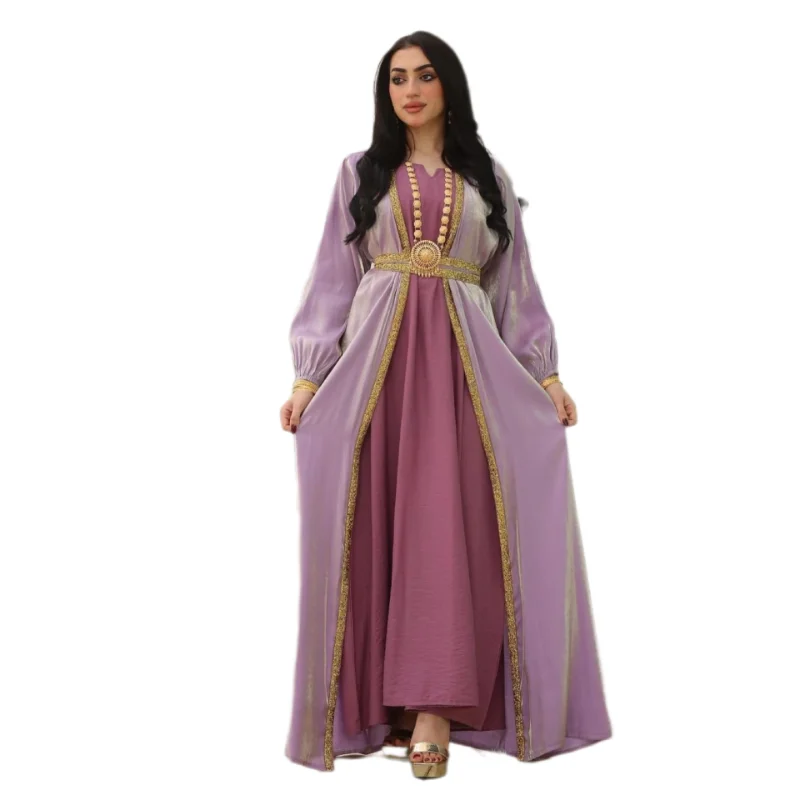 Summer Muslim Women Wedding Party Luxury Abayas Women Long Sleeve Dress Muslim 3 Pieces Set Muslim Clothing