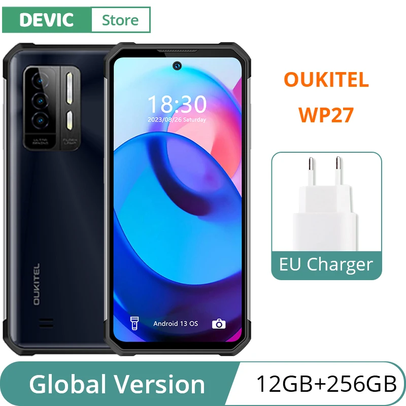 

Смартфон глобальная версия OUKITEL WP27, Helio G99 восемь ядер, экран 6,8 дюйма, 120 Гц, аккумулятор 8500 мАч, ИК камера ночного видения 64 мп