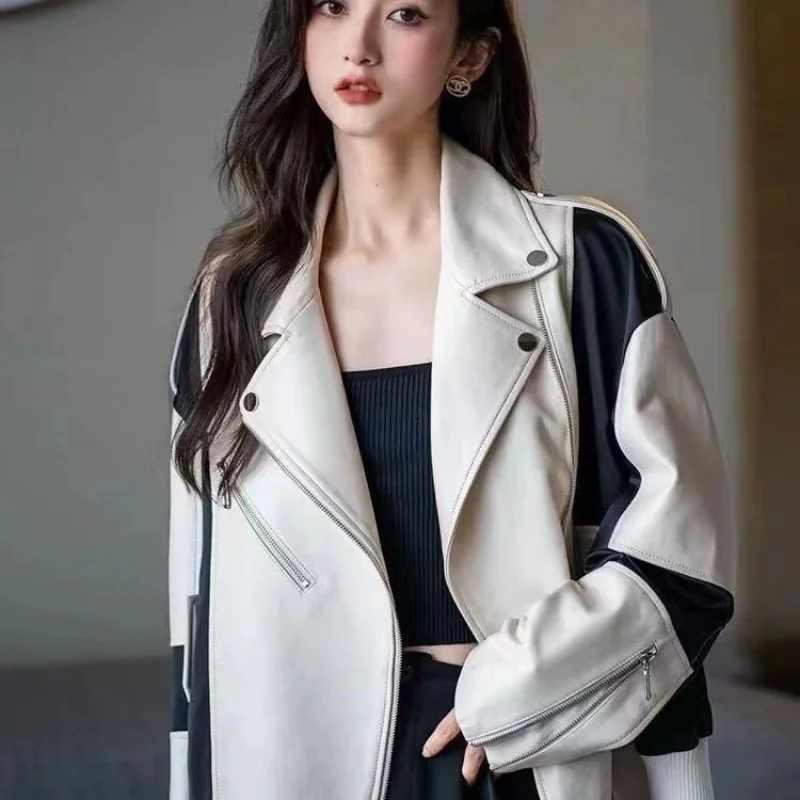 Autumn Winter Women Leather Jacket Streetwear Long Sleeve Zipper Windbreaker Retro Overcoat Korean Fashion Coat Casual Loose
