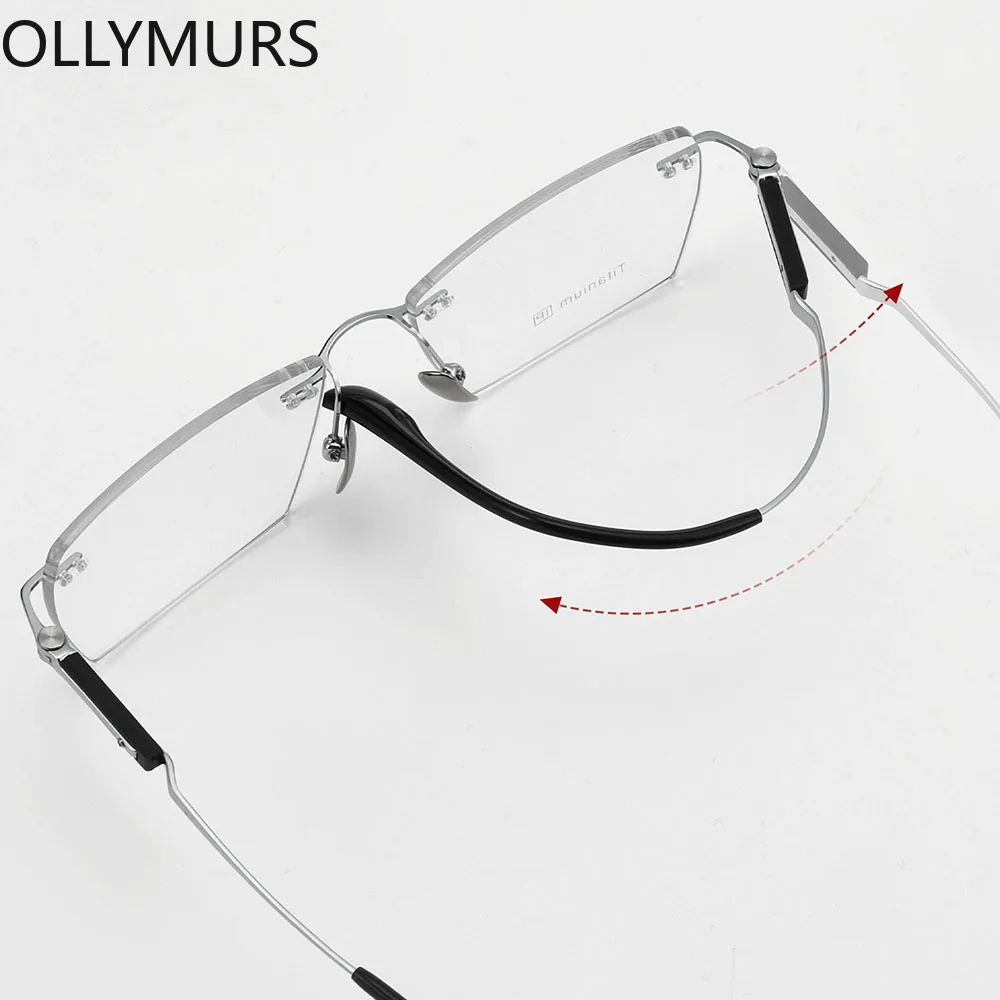 Фото Очки OLLYMURS титановые без оправы, с защитой от синего света, оптические, по рецепту, фотохромные, прогрессивные №2