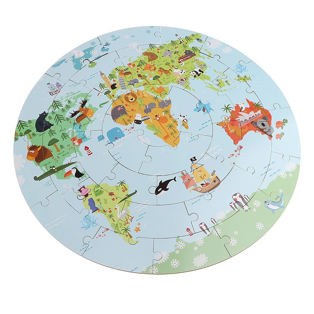 

36 Pieces Cartoon World Themed Jigsaw Puzzle Board Game Kids Educational Toy Birthday Gift