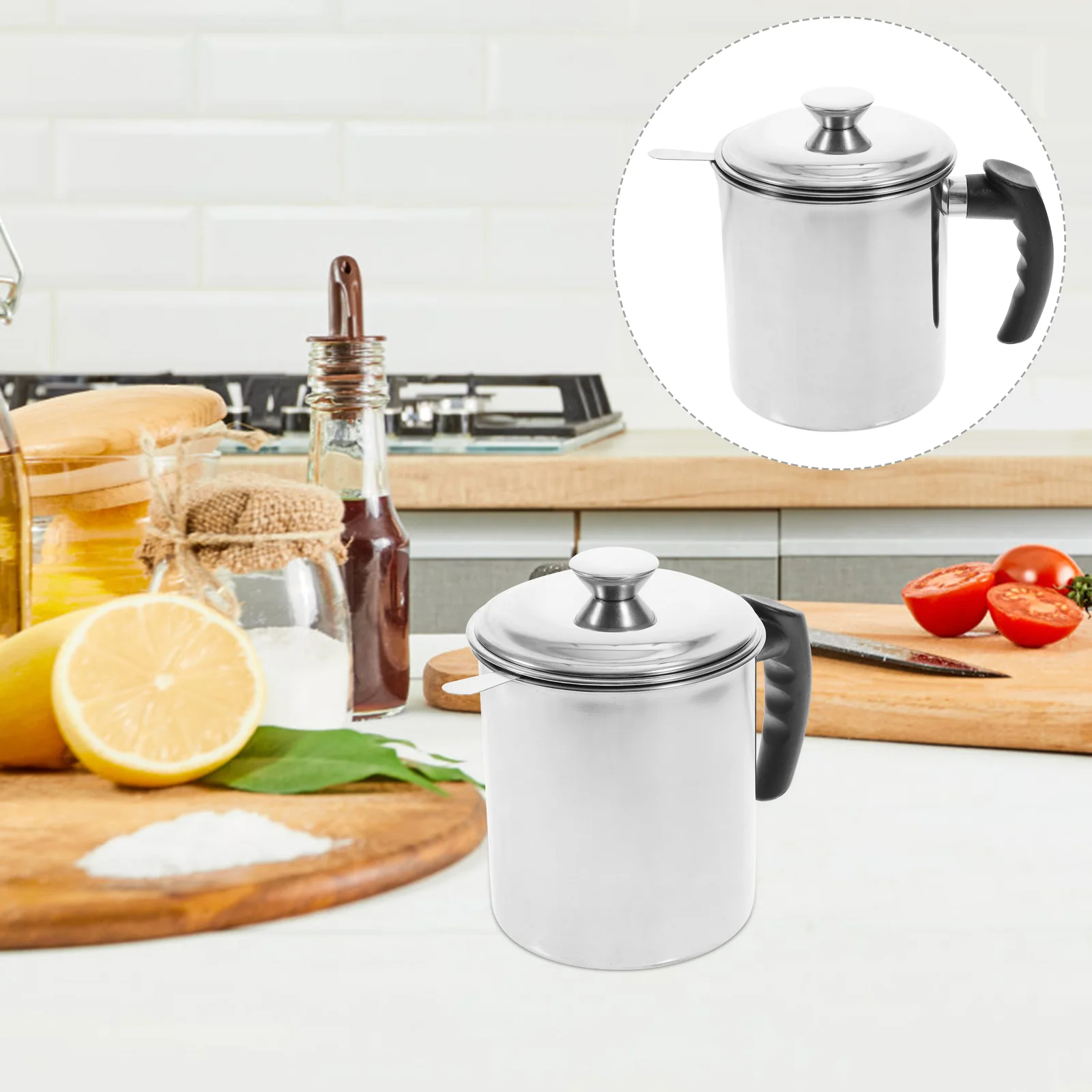 

Oil Can Oil Vinegar Dispenser Oil Mister Frying Castor Oil Pot Fine Mesh Bacon Grease Keeper Plastic Bacon Grease Can