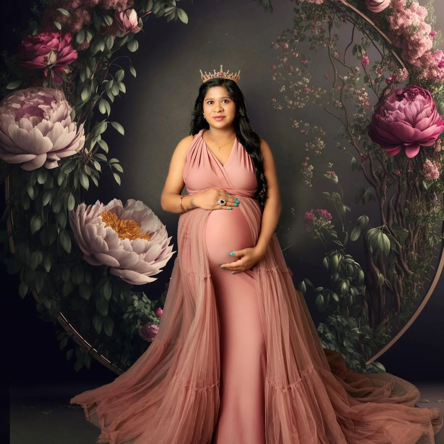 

Vintage Pink Maternity Robes Halter Sleeveless Photography Pregnant Women Dresses Sexy Tiered Floor Length Baby Shower Gowns