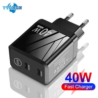 40w mini dual usb charger type c pd fast charging eu plug portable high speed phone adapter for iphone 13 pro max xiaomi samsung