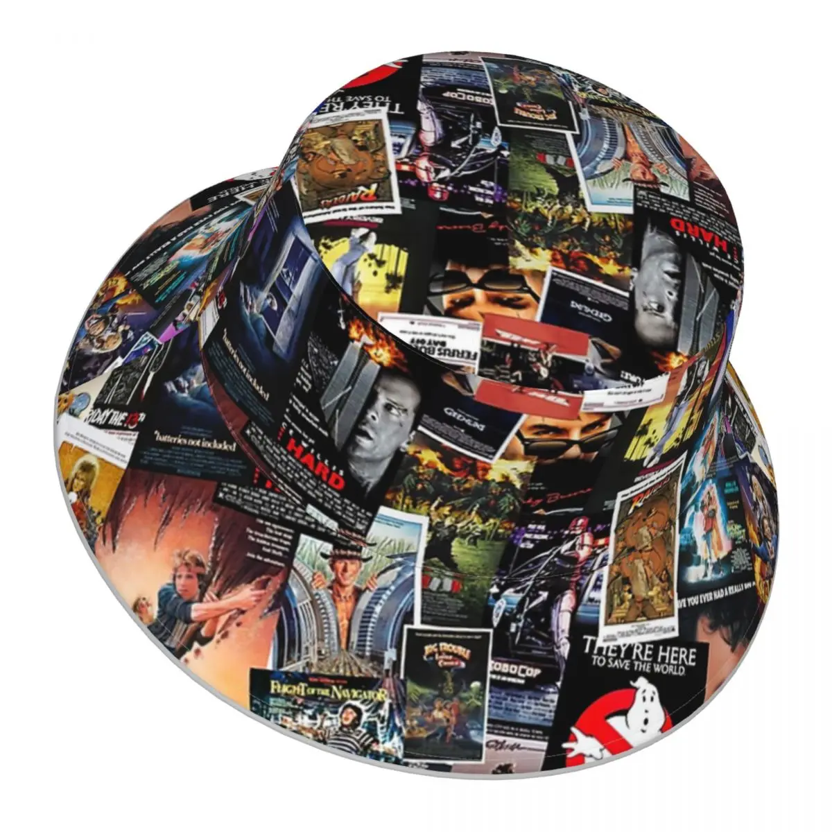 

1980s Movie Posters reflective Bucket Hat Men Women Bucket Hat Outdoor Sunscreen Beach Hat Sun Hiking Fishing Cap