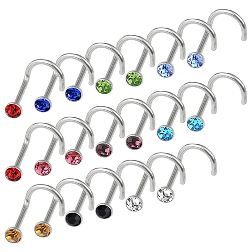 

20 шт., кольца для пирсинга носа из нержавеющей стали 316L