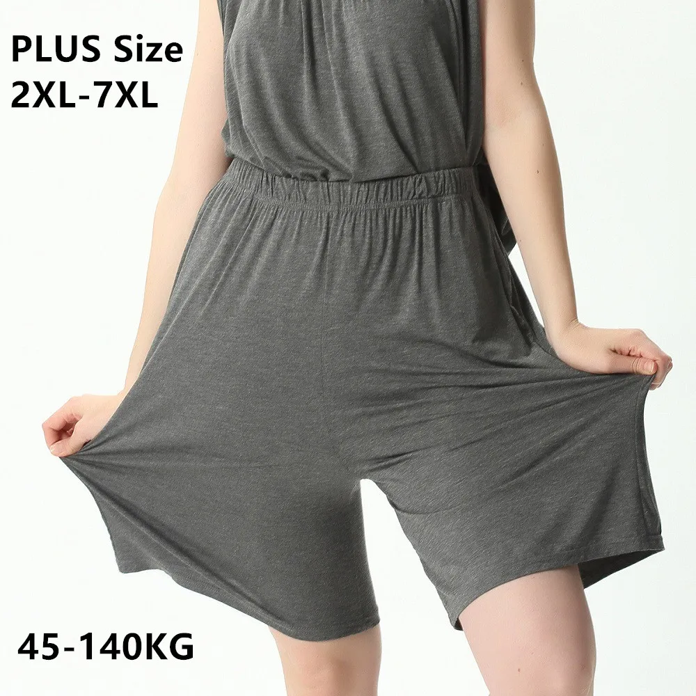 

2XL-7XL Plus Size Stretch Cotton Sleeping Shorts Women's Pajama Pants Loose Women Large Summer Trousers Home Shorts Sleepwear