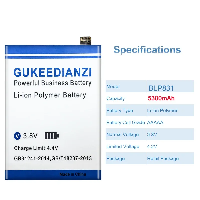 GUKEEDIANZI Аккумулятор BLP831 5300 мАч для Oppo Find X3 PRO X3Pro CPH2173 PEEM00 Аккумуляторы