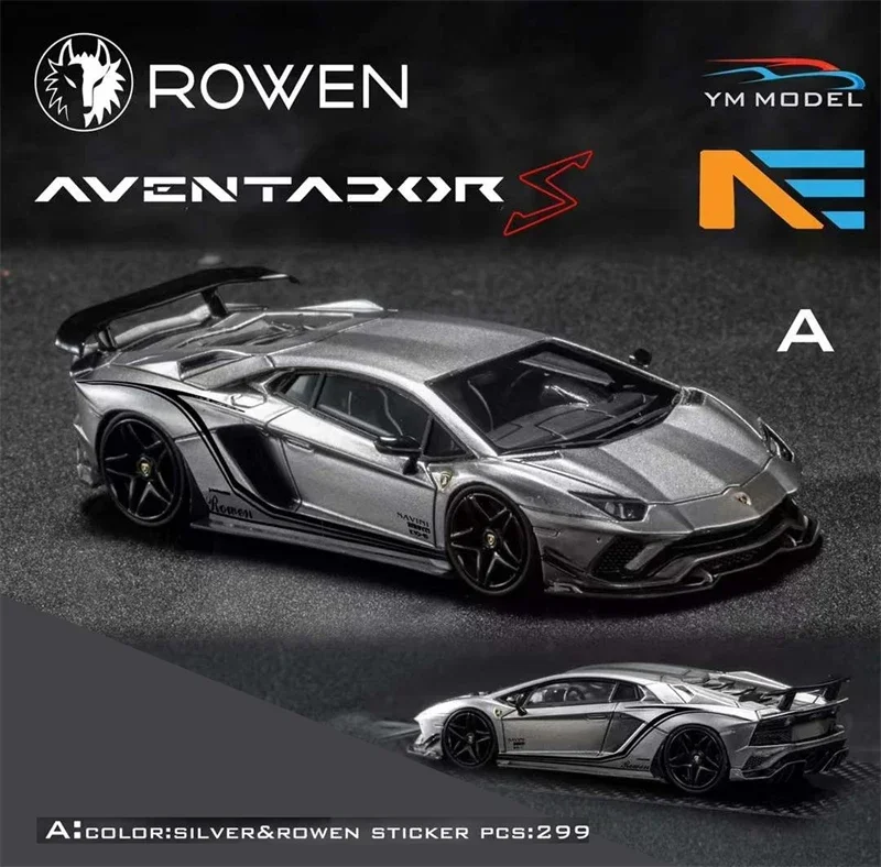 Модель YM 1:64 Aventador S Silver Rowen наклейка/красная линия модель автомобиля из смолы