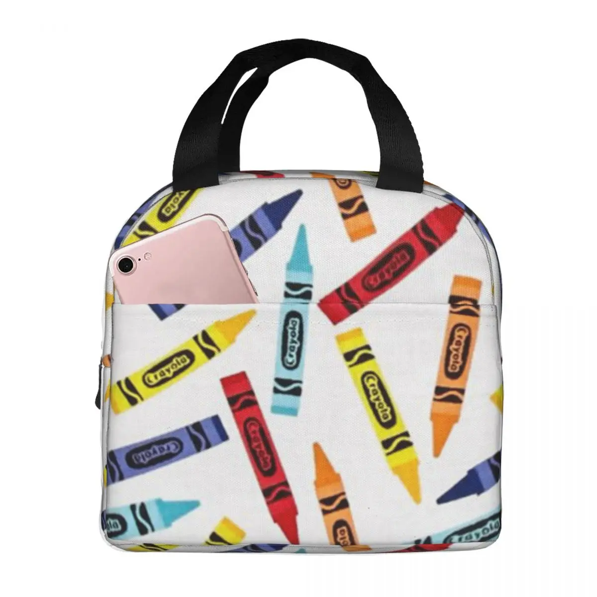 

Crayons Portable Insulated Oxford Lunch Bag Reusable Lunch Box Lunch Organizer Thermal Cooler Tote Bag