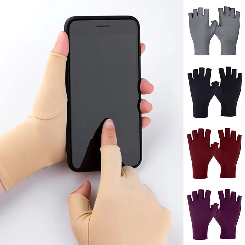 

1Pair Summer Sunscreen Fingerless Gloves Ice Silk Breathable Half Fingers Gloves Driving Riding Sun Protection Gloves Unisex
