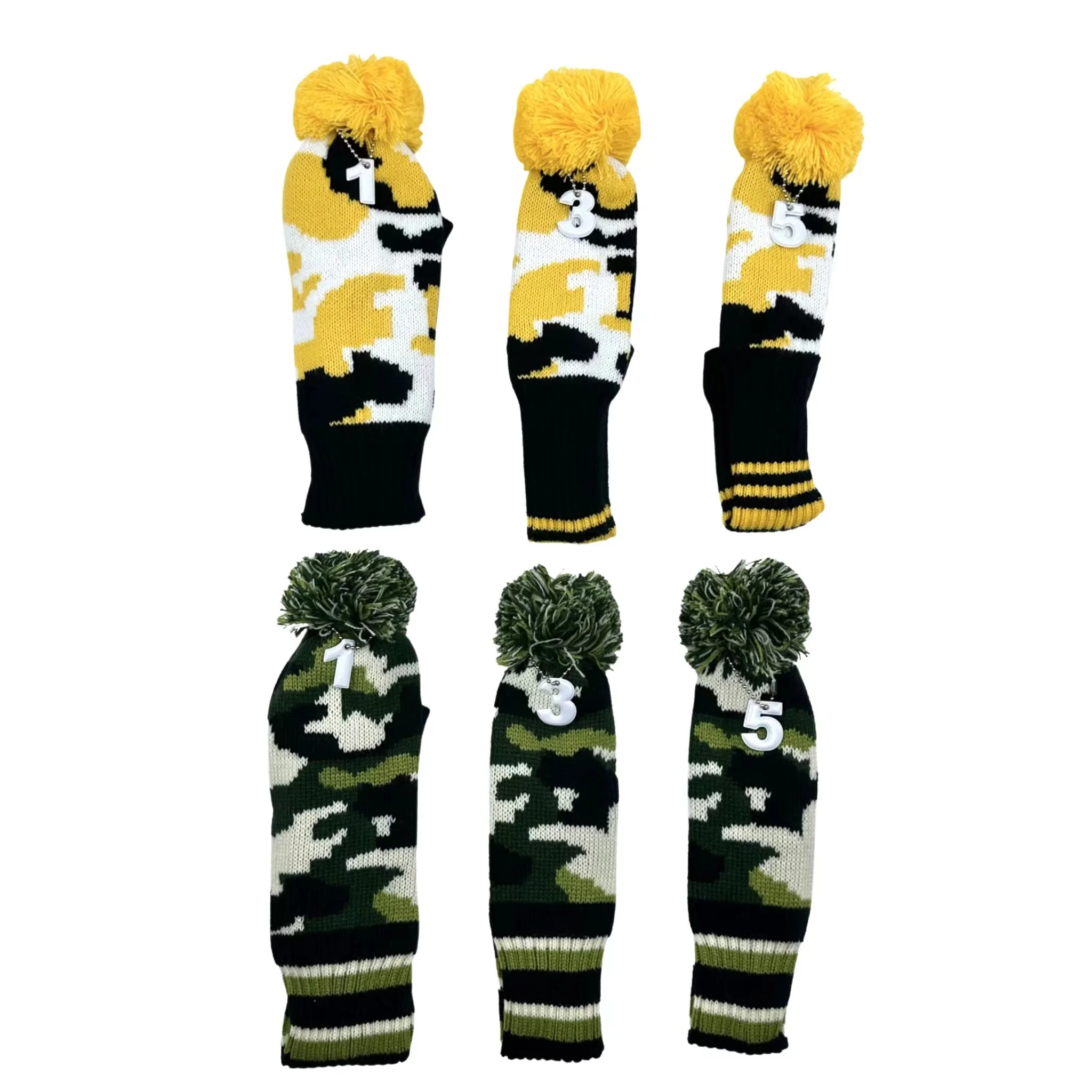 3 Pcs/set Golf Camouflage Pattern clubs Head cover Knitted Hybrid UT Driver Fairway Wood 1 3 5 Wood Knitting Cover