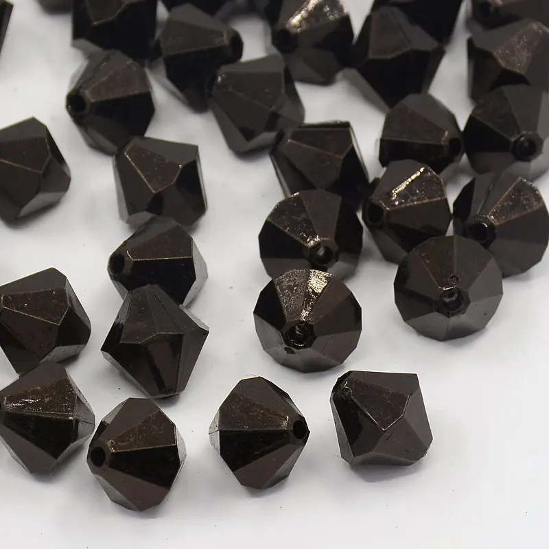 

200pc Faceted Bicone Transparent Acrylic Beads Dyed Black 8mm Hole: 1mm