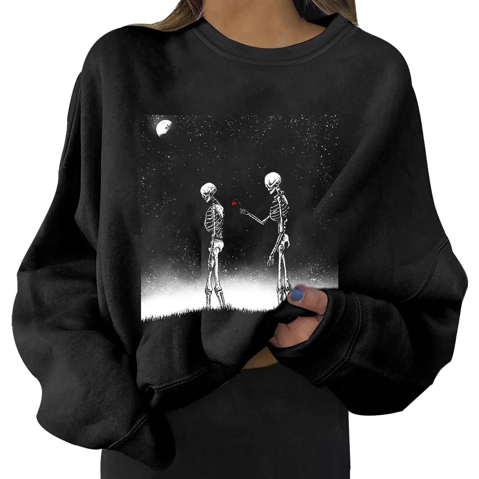 

Women Quarter Zip with Pocket Women's Everyday Print Sweatshirts Long Fleece House Dresses Elderly Winged Sweatshirt Women