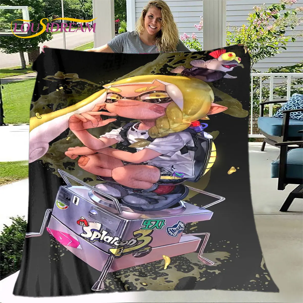

Splatoon,Game Cartoon Soft Plush Blanket,Flannel Blanket Throw Blanket for Living Room Bedroom Bed Sofa Picnic Cover Bettdecke