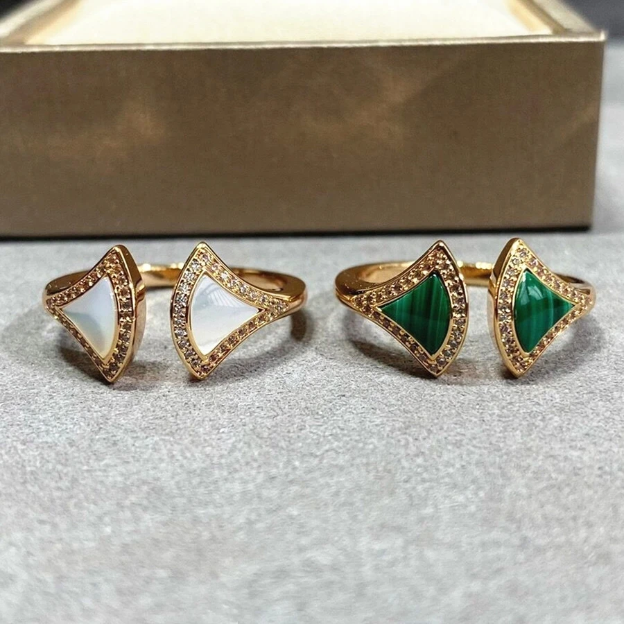 

Женское кольцо из розового золота, с натуральным камнем, в форме веера, ювелирное изделие в подарок, 2023