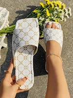 geometric print slide sandals