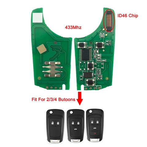 Пульт дистанционного управления с 2 кнопками 433 МГц для Vauxhall Opel Astra J Corsa E Insignia Zafira C 2009-2015 чип транспондера ID46 315 МГц для автомобиля