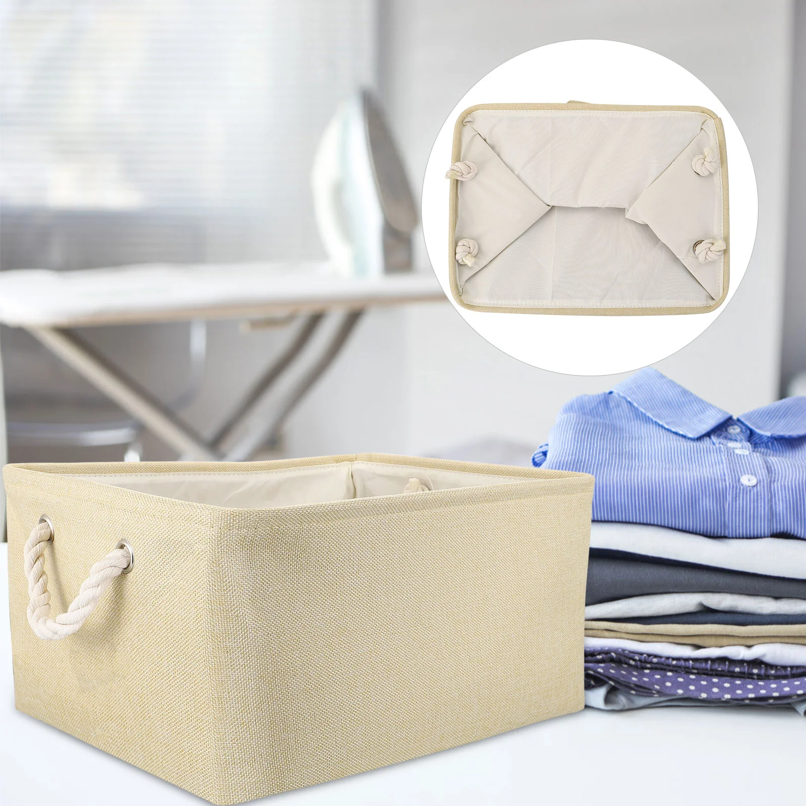 

Storage Basket Box Bins Large Fabric Laundry Toys Closet Clothes Rectangular Nursery Container Organizer Bin Linen Foldable Cube