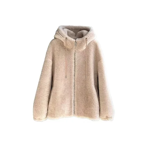 Женская куртка, новинка 2024, модное зимнее шерстяное меховое пальто, женские куртки с капюшоном, пальто из натурального овечьего меха