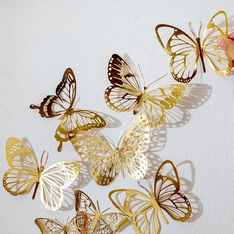 10pcs Scrapbook Sticker Gold Lace Leaf Paper Die Cut Butterfly Photo Frame Decal for DIY Decorative Diary Album Notebook - купить по