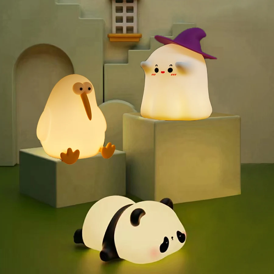 Перезаряжаемый светодиодный ночник силиконовый призрак Kivi Panda дизайн в