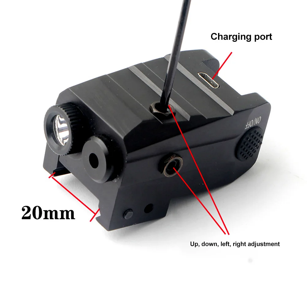 Тактический светодиодный фонарик с лазером Red Dot 350LM для крепления на Пикатинни