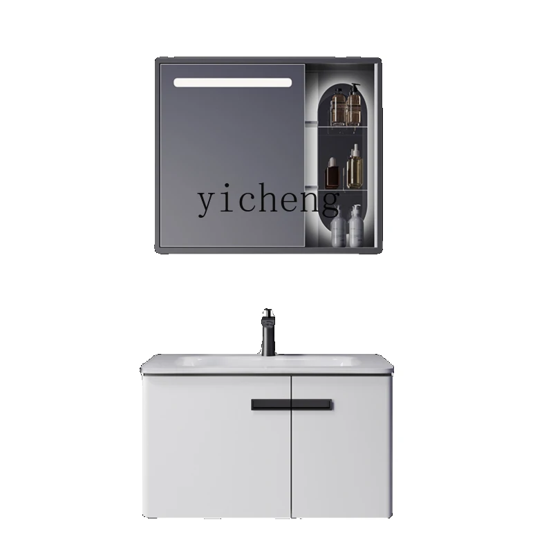 

XL Solid Wood Bathroom Cabinet Combination Ceramic Whole Washbin Hand Washing Washbasin Cabinet Washstand