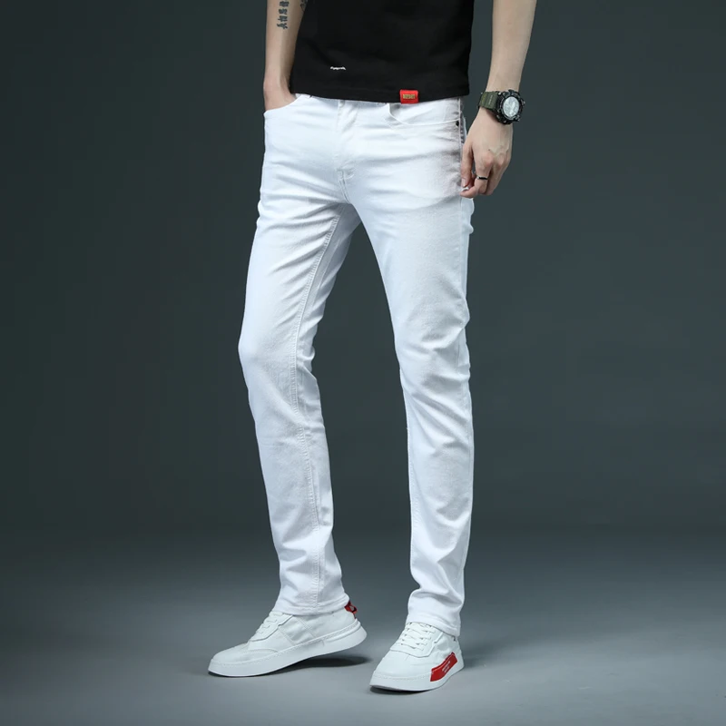 Men's Stretch Skinny White Jeans Men Fashion Casual Elastic Cotton Slim Denim Trousers Male Brand Clothing jeans for men