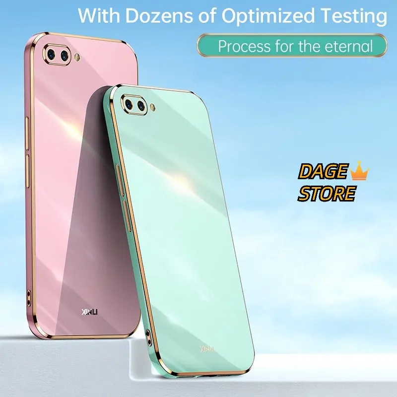 

Корпус для Oppo A3s A12e Realme C1 с прямыми краями 6D, однотонное покрытие, мягкий чехол