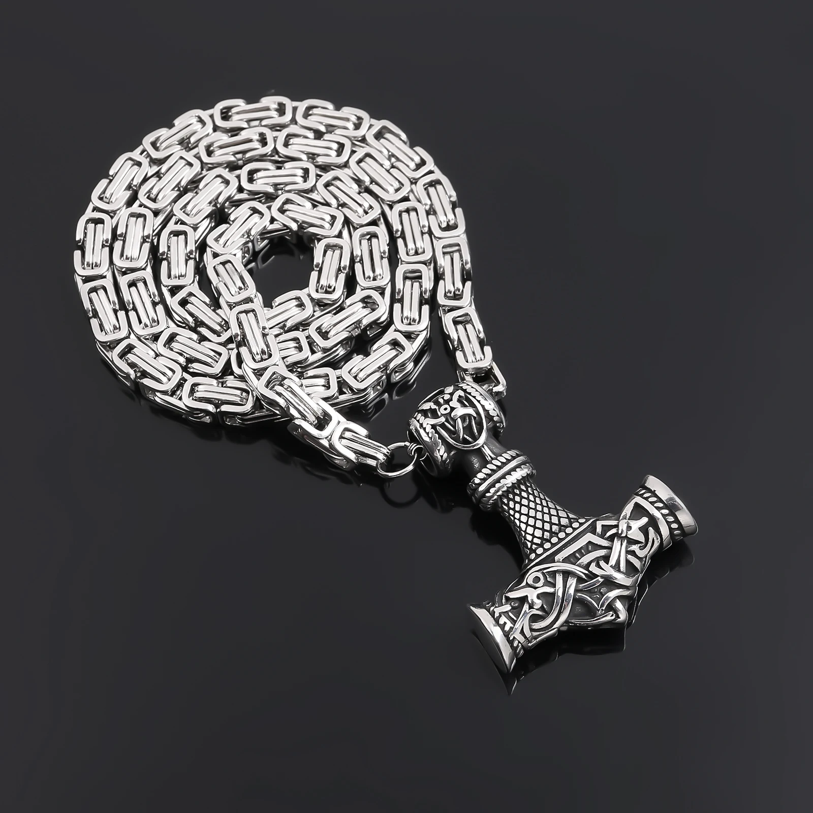 

New Design Stainless Steel Giant Mjolnir King Chain Necklace