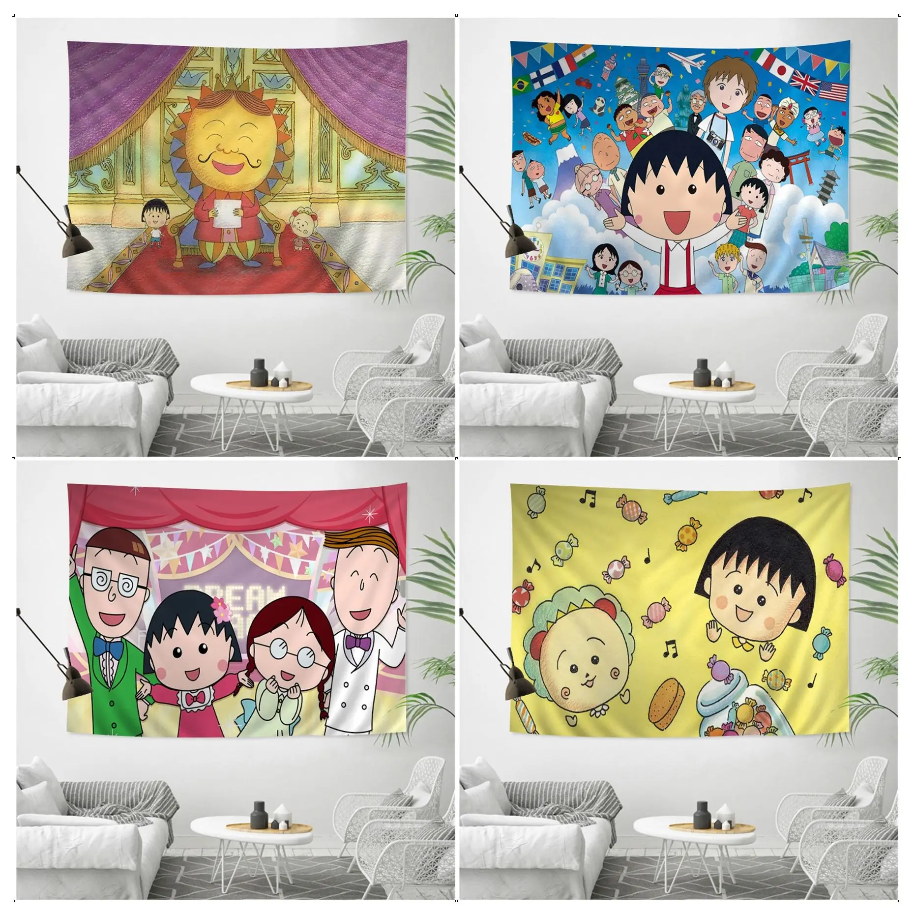 

BANDAI Chibi Maruko Chan Anime Tapestry Japanese Wall Tapestry Anime Wall Hanging Home Decor