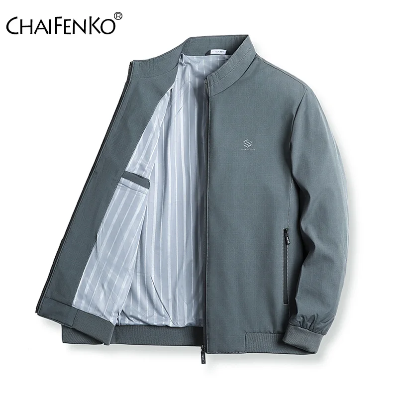 Куртка мужская демисезонная с воротником-стойкой однотонная