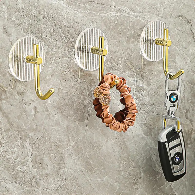 

Компактные Роскошные универсальные крючки, самоклеящиеся, искусственные Акриловые Брелоки для ключей, держатель для пальто, кухонные аксе...