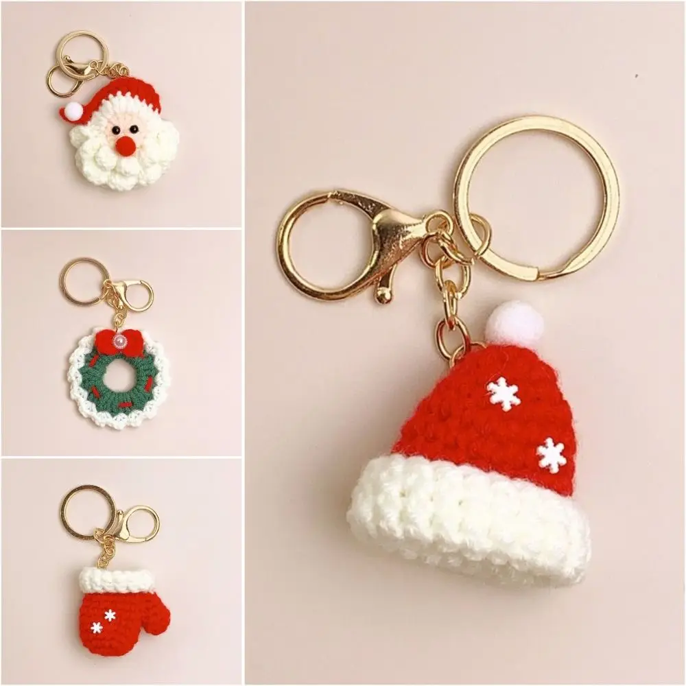

Hand-woven Mini Knitted Hat Keychains Knitted Christmas Christmas Hat Pendant Gloves Hat Christmas Gloves Keyrings