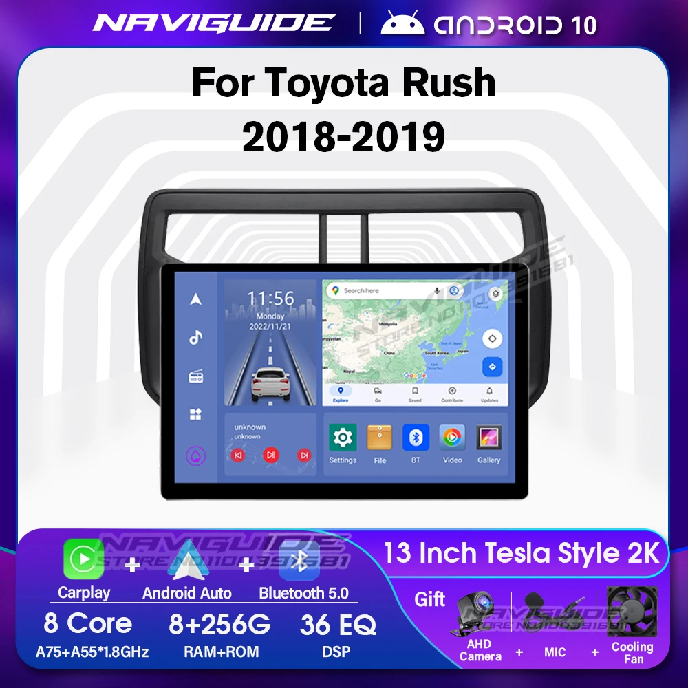 

NAVIGUIDE 13inch Carplay Car Radio For Toyota Rush 2018 2019 Auto GPS Navigation Multimedia Stereo Player 1920*1200P Android10.0