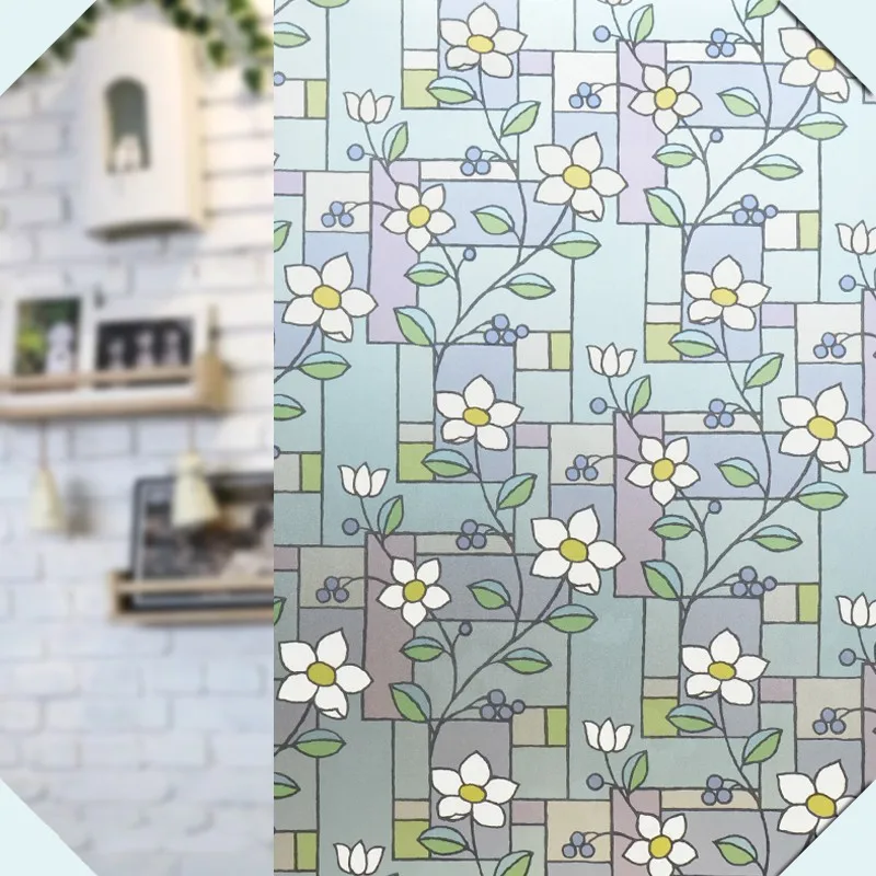 Самоклеящаяся оконная наклейка белый цветок защита конфиденциальности