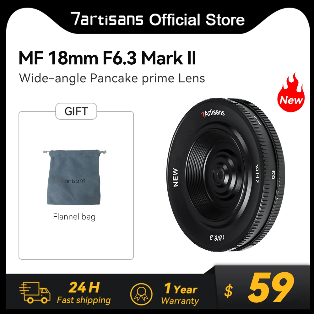 7artisans 7 artisans 7artisans 7artisans 18 мм F6.3 Mark II Ультра-тонкий зеркальный объектив для Sony E Fujifilm FX Nikon Z Micro 4/3 Canon APS-C