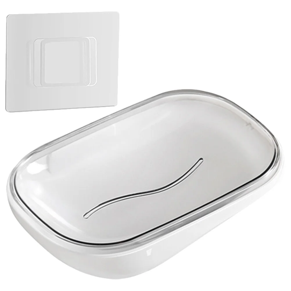 

Wall Mount Drain Design Plastic Soap Holder Drain Box No Drilling Tray Wall Organizer Draining Dish White Abs Drying Bathroom