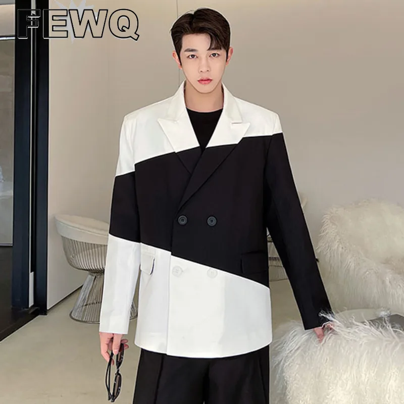 

FEWQ Stitching Color Lapel Men's Suit Jackets Korean Fashion Blazer Male Coats Niche Design Autumn 2023 Stylish New Tops 24D1138