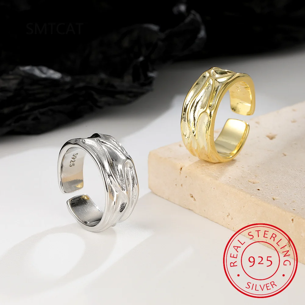Кольца из стерлингового серебра 925 пробы с геометрическими линиями и текстурой
