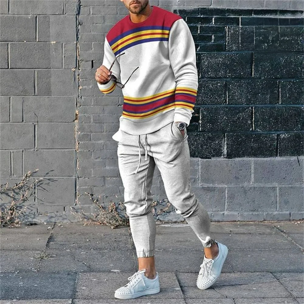 

Autumn Winter Men's Trousers Tracksuit 2 Piece Set Casual Long-Sleeve T Shirts Jogging Sports Pants Round Neck High Quality Suit