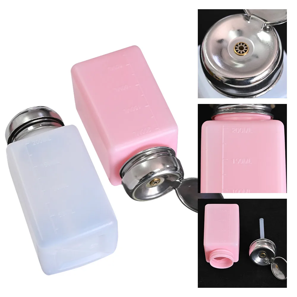 

200ml Press liquid Bottle Nail Systems Oil Holder Bottle 3.94 x 2.09 in Split Empty Pump Storage Bottle for Make up Nail Liquid