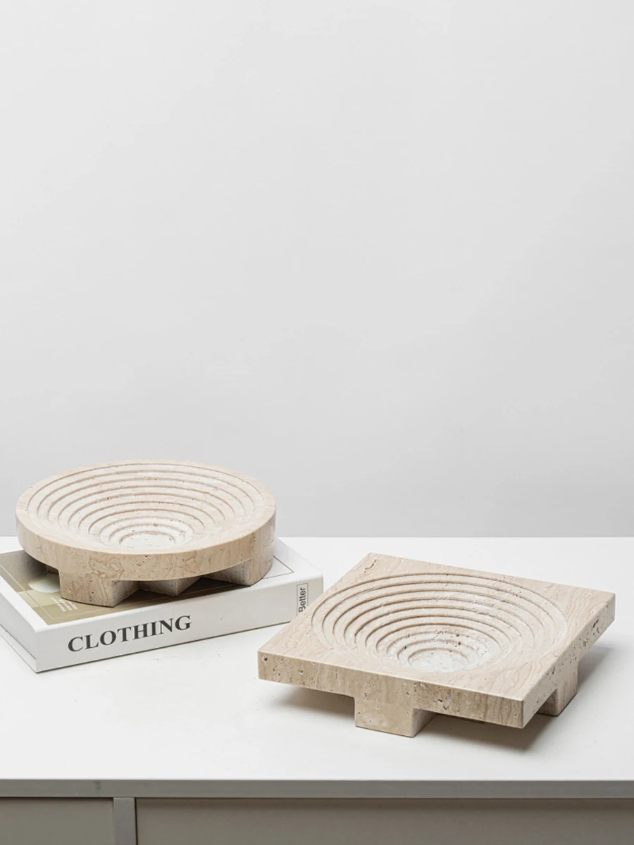 Поднос для хранения из желтого травертина минималистичный средневековый